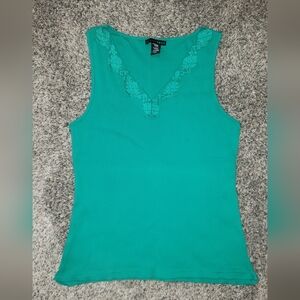 Apostrophe| 100% Cotton Lace Trimmed Ribbed Tank Top